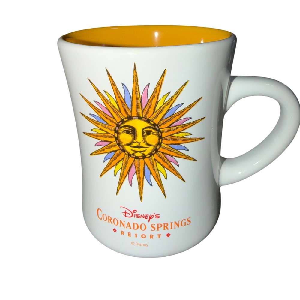 Disney Coronado Springs Resort Mug‎ White Orange Sun Graphic Excellent Vintage